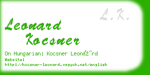 leonard kocsner business card